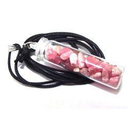 Rhodochrosite Gemstone Crystal Glass Bottle Pendant